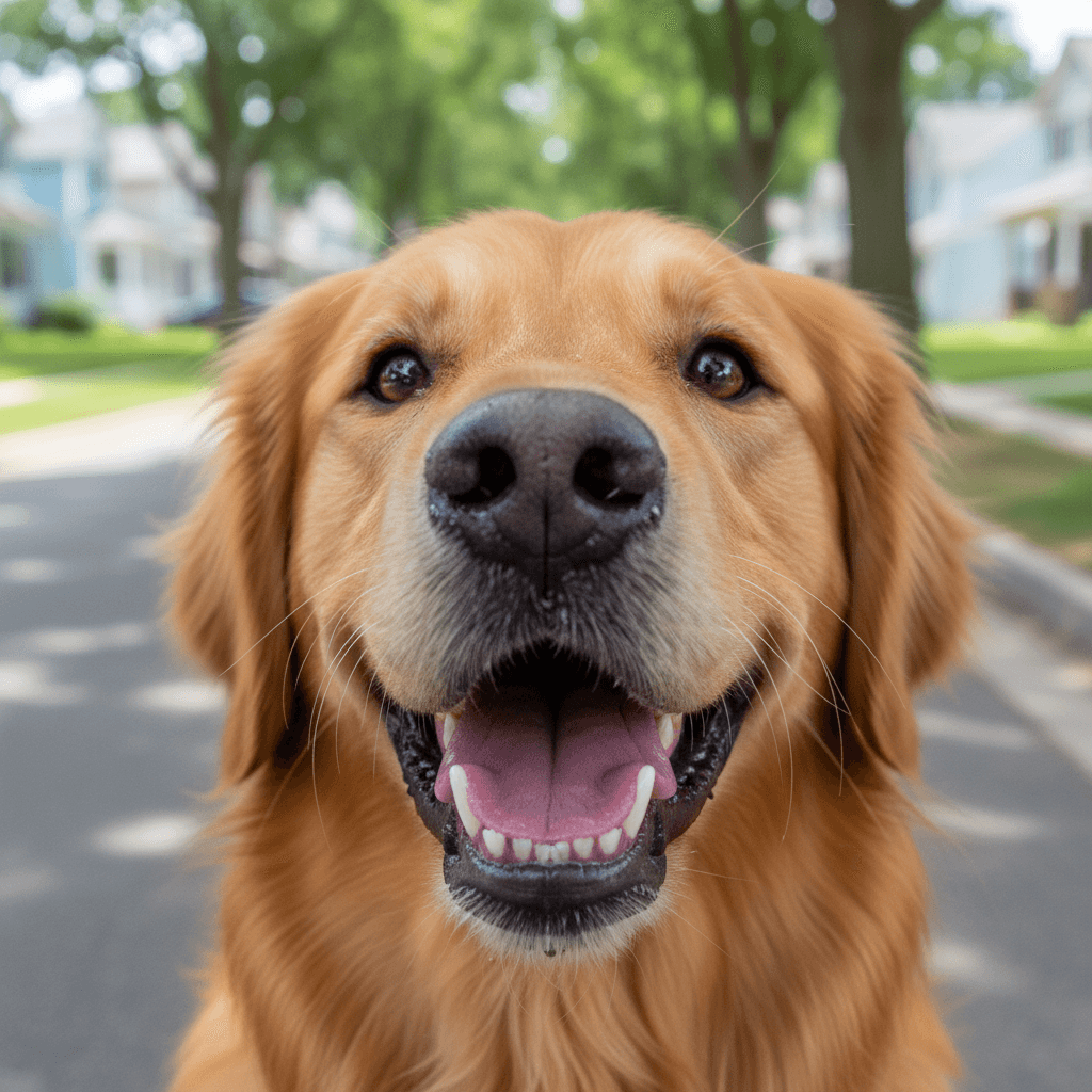 Hand offering a treat to a happy dog